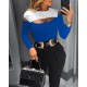 Women' S Long Sleeve Crew Neck Low-cut Camisole Blouse, 12560