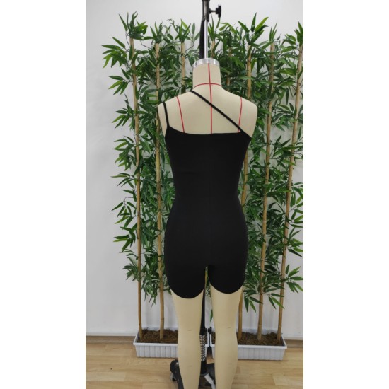 Kadın Asimetrik Askılı Mini Kaşkorse Bodycon Tulum , 17230