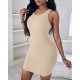 Kadın Kalın Askılı Bodycon Kaşkorse Mini Elbise, 17434