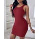 Kadın Kalın Askılı Bodycon Kaşkorse Mini Elbise, 17433