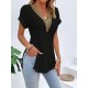 Women' S Short Sleeve Collar Guipure Detail Viscose Blouse, 17422