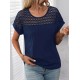 Women' S Short Sleeve Crew Neck Loose Viscose Blouse , 17212