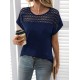 Women' S Short Sleeve Crew Neck Loose Viscose Blouse , 17212