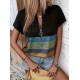 Women' S Short Sleeve Front Zipper Printed Multicolored Single Jersey Blouse, 17784