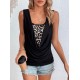 Women' S Sleeveless Degaje Leopard Detail Blouse, 15972