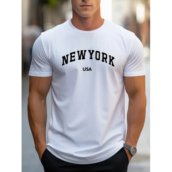 Men' S New York Printed Single Jersey T-shirt , 18578