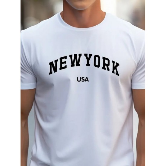 Men' S New York Printed Single Jersey T-shirt , 18578