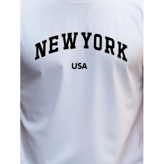 Men' S New York Printed Single Jersey T-shirt , 18578