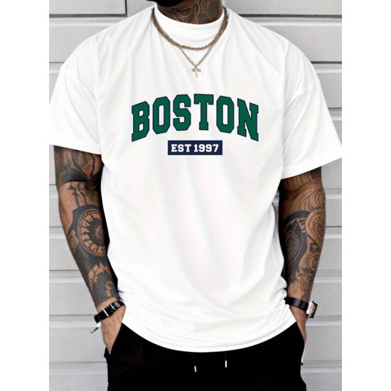 Men' S Boston Printed Single Jersey T-shirt , 18572