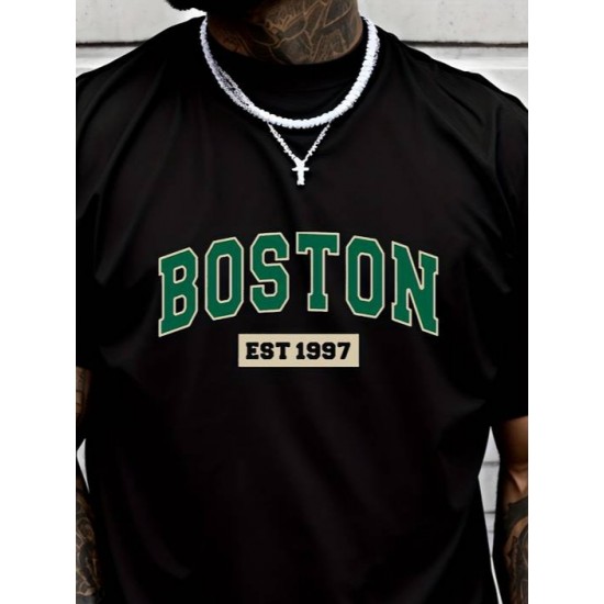 Men' S Boston Printed Single Jersey T-shirt , 18571