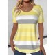 Women' S Short Sleeve Crew Neck Button Detail Single Jersey Blouse, 18507