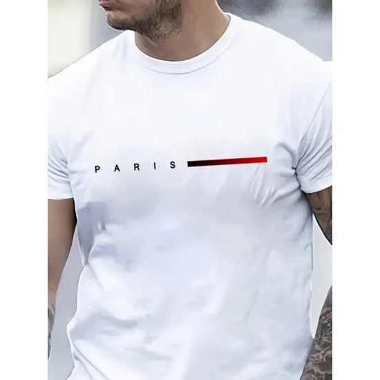 Erkek Paris Baskılı Süprem T-shirt , 18556