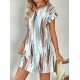 Women' S Crew Neck Short Double Sleeve Patterned Single Jersey Dress , 18235