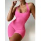 Kadın Kolsuz Sırt Sporcu Kesim Kaşkorse Mini Bodycon Tulum , 16770